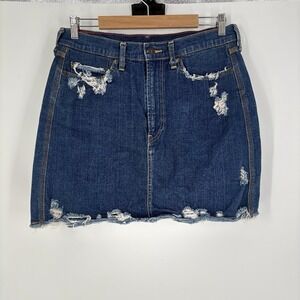 Vintage Levis Womens Selvedge Denim Distressed Mini Skirt Size 10 Western Rodeo